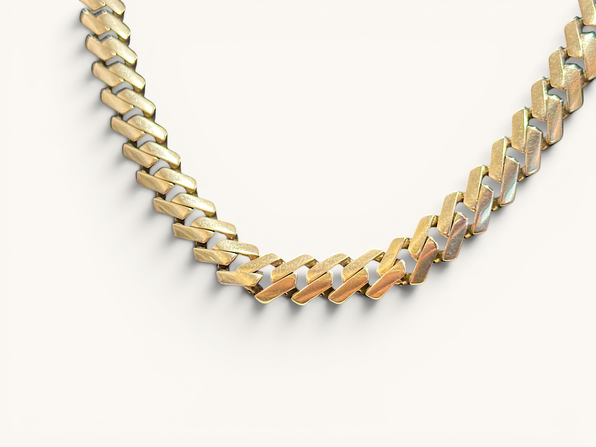 Monaco Chain Edge 10K Gold Diamond Accent Cuban Link Necklace 2
