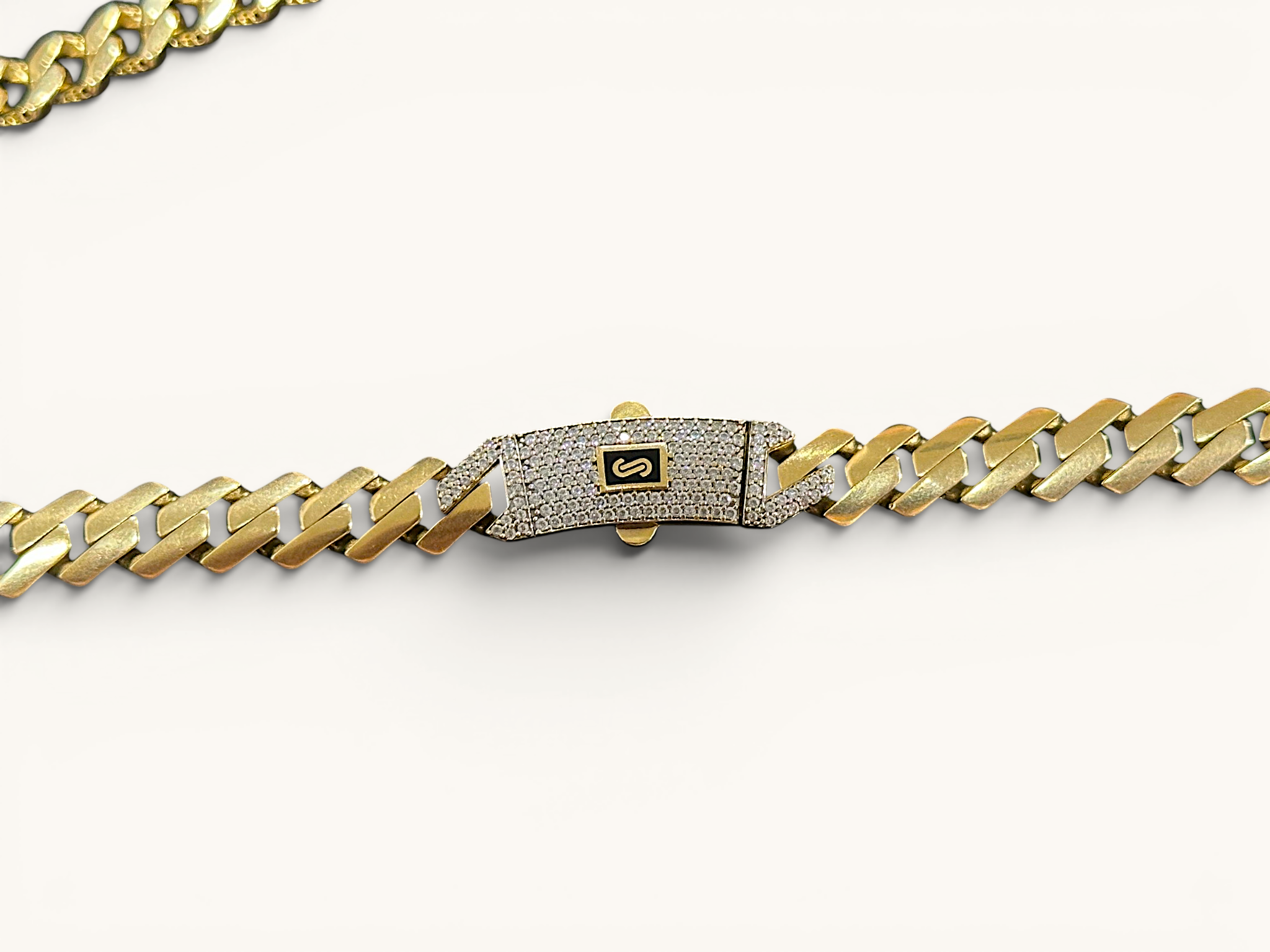 Monaco Chain Edge 10K Gold Diamond Accent Cuban Link Necklace 6