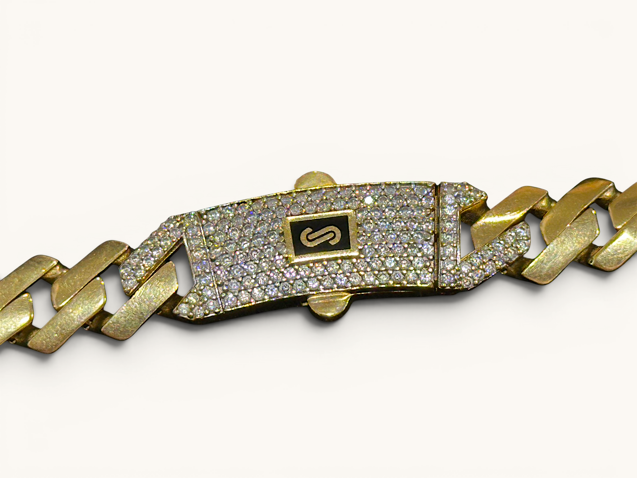 Monaco Chain Edge 10K Gold Diamond Accent Cuban Link Necklace 7