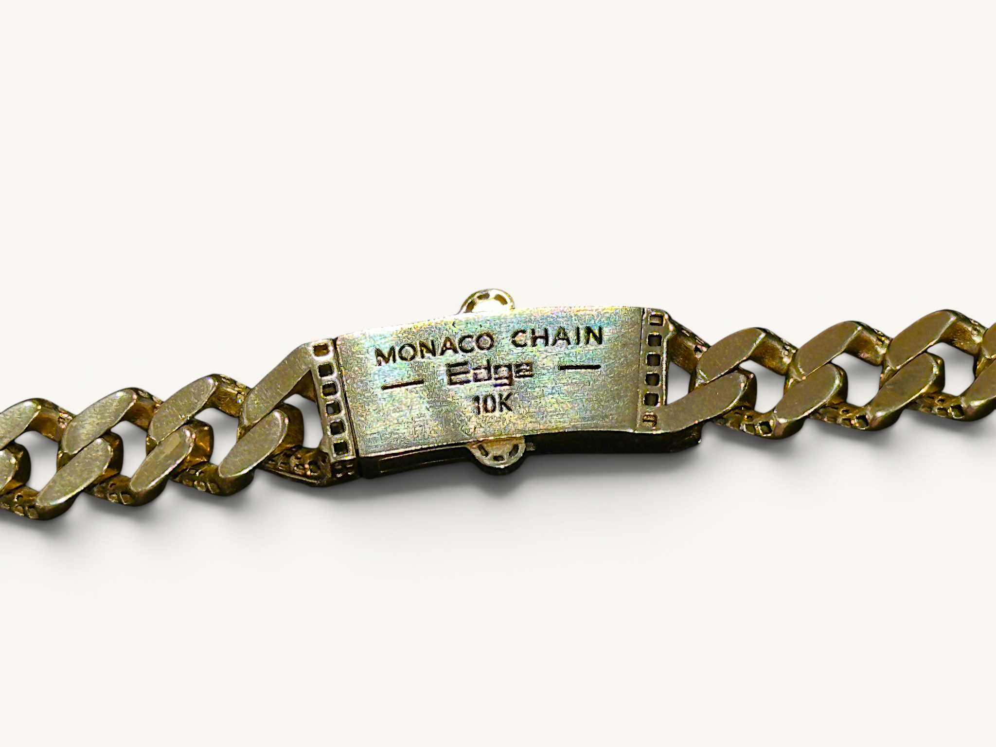 Monaco Chain Edge 10K Gold Diamond Accent Cuban Link Necklace 9