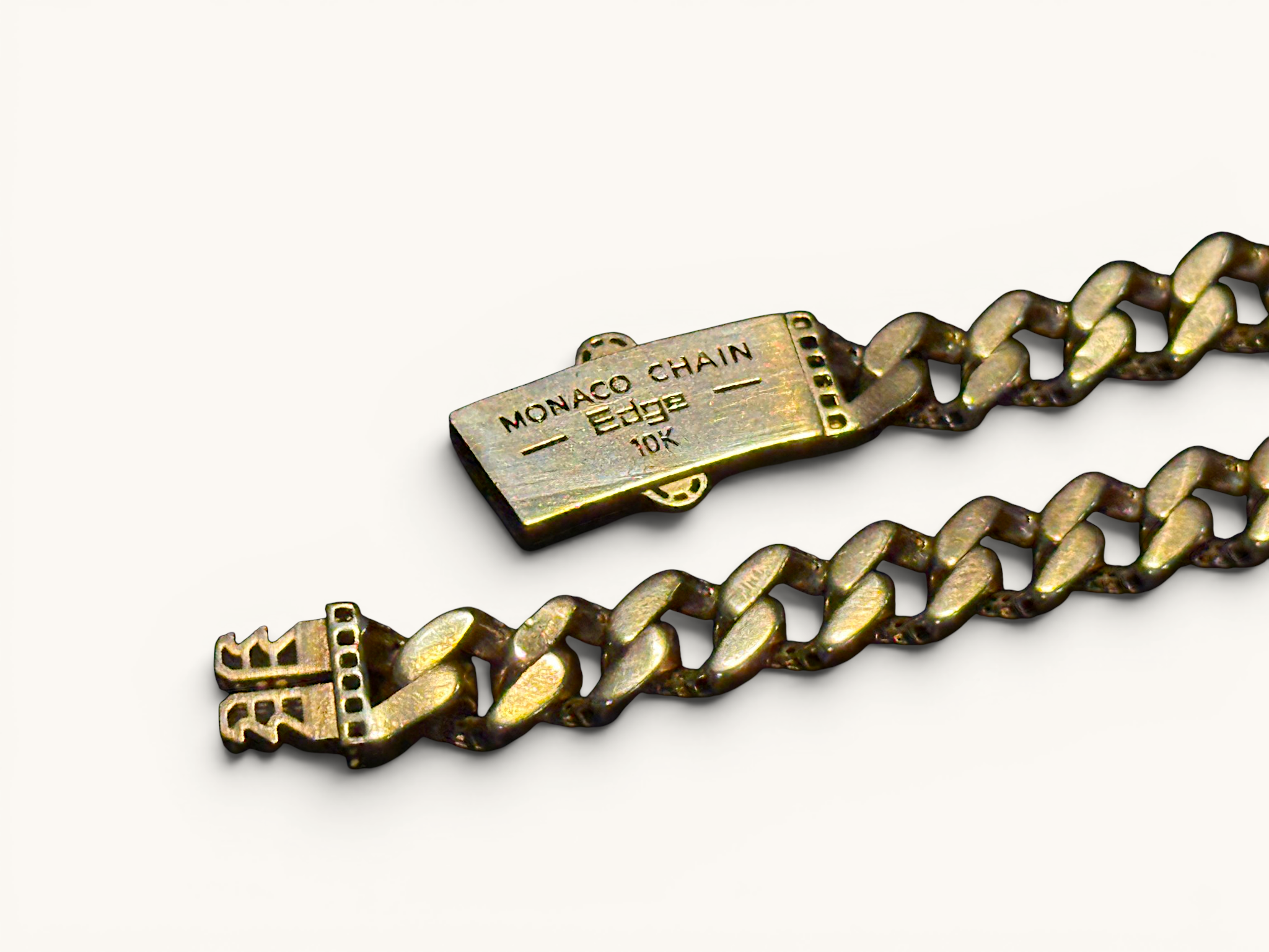 Monaco Chain Edge 10K Gold Diamond Accent Cuban Link Necklace 11
