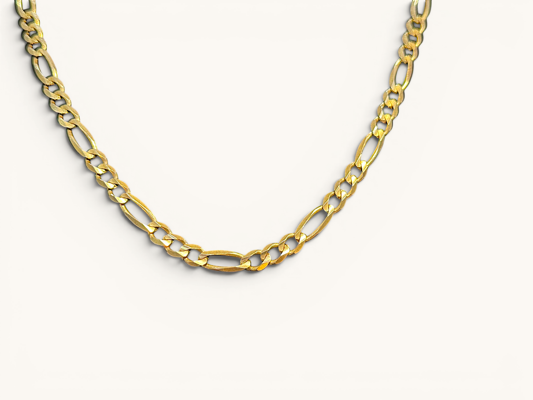 Vintage 14K Gold Diamond Cut Figaro Link Chain Necklace 2