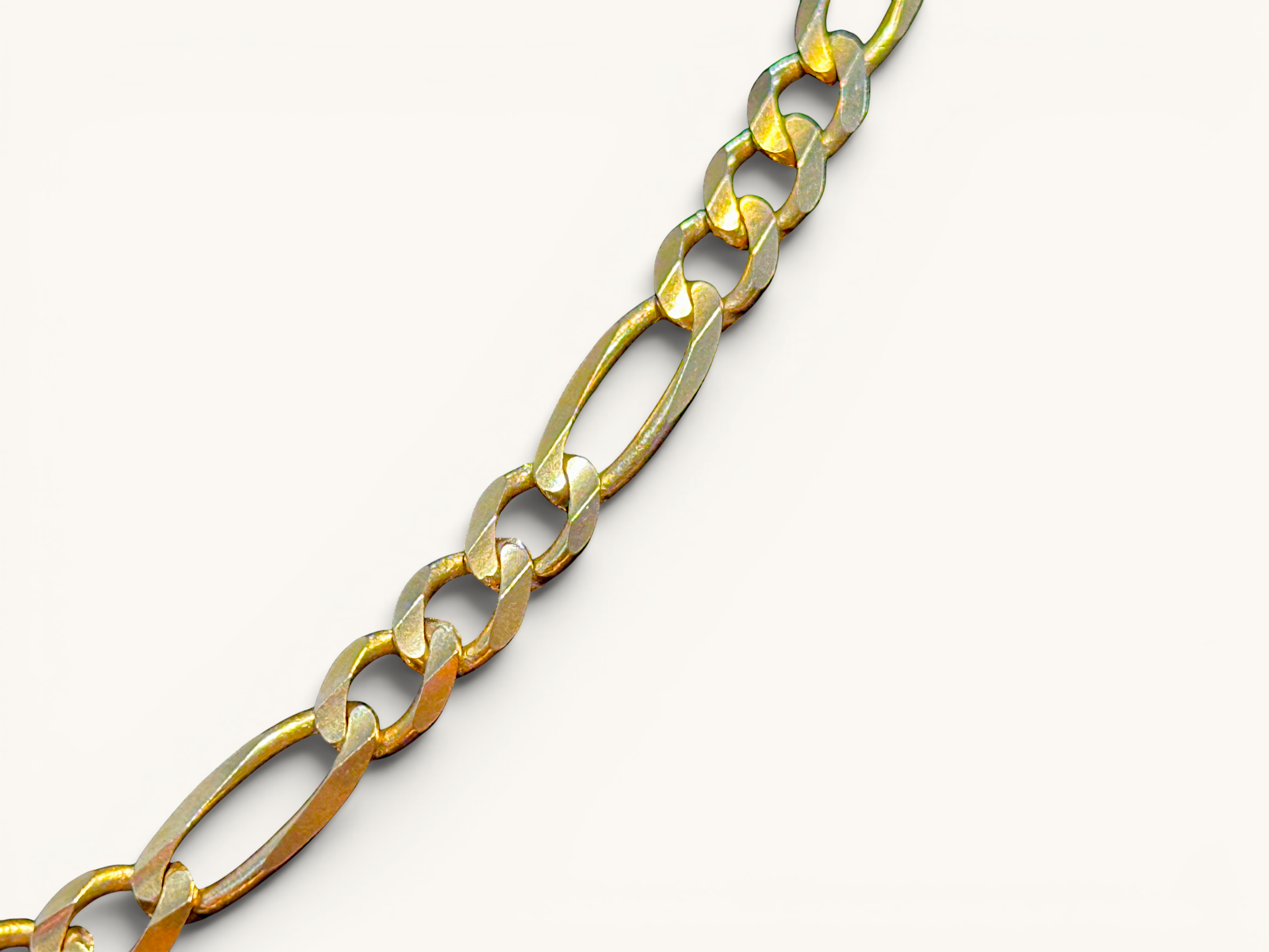 Vintage 14K Gold Diamond Cut Figaro Link Chain Necklace 3