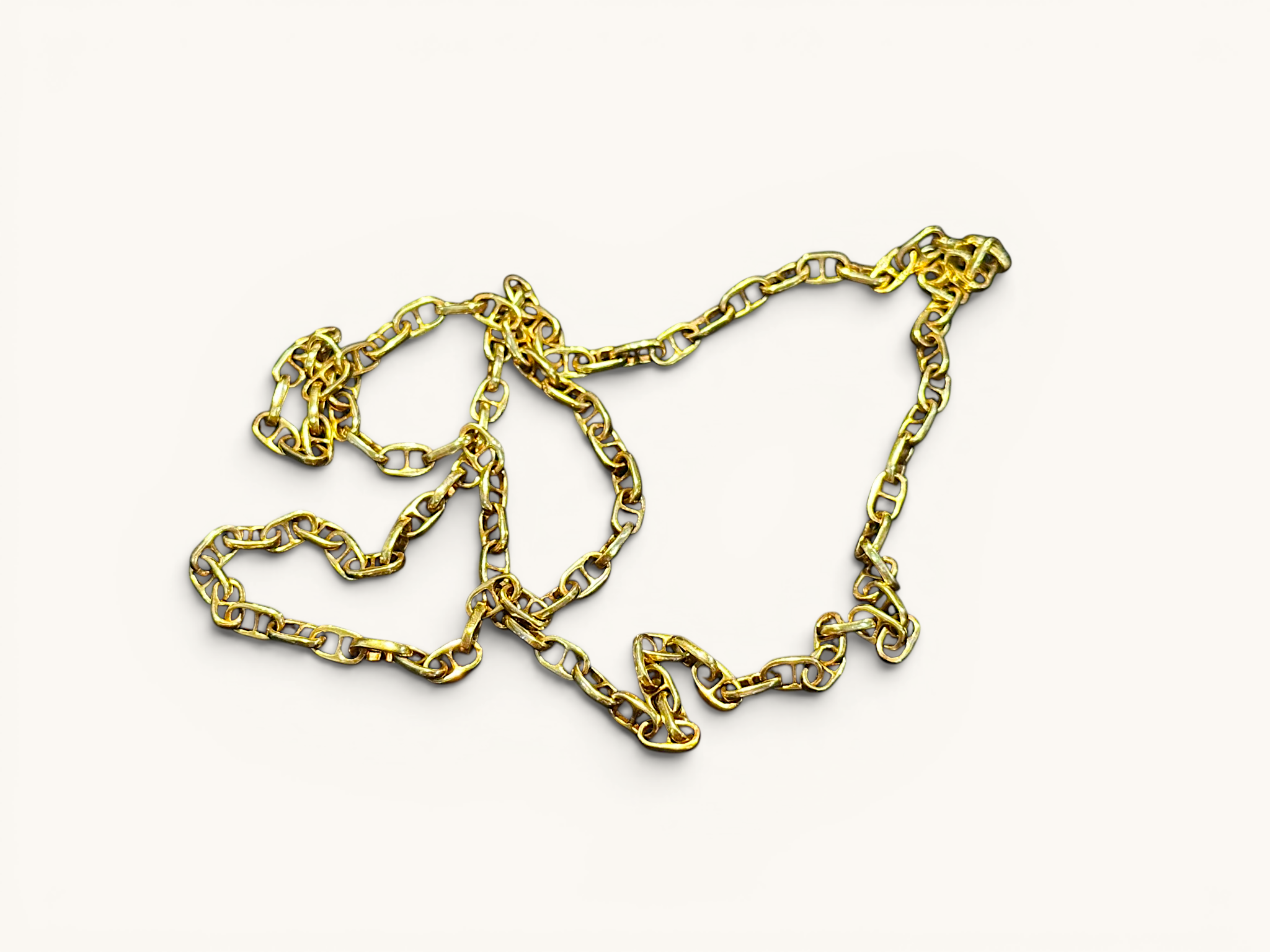 Vintage Italian 18K Gold Anchor Link Infinity Chain Necklace 2