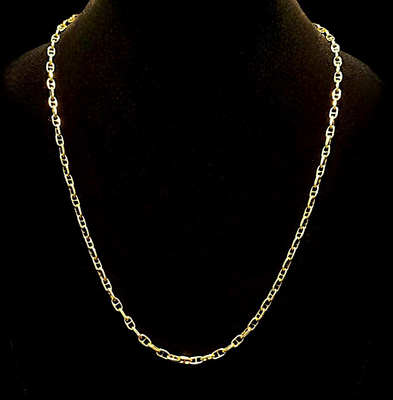Vintage Italian 18K Gold Anchor Link Infinity Chain Necklace